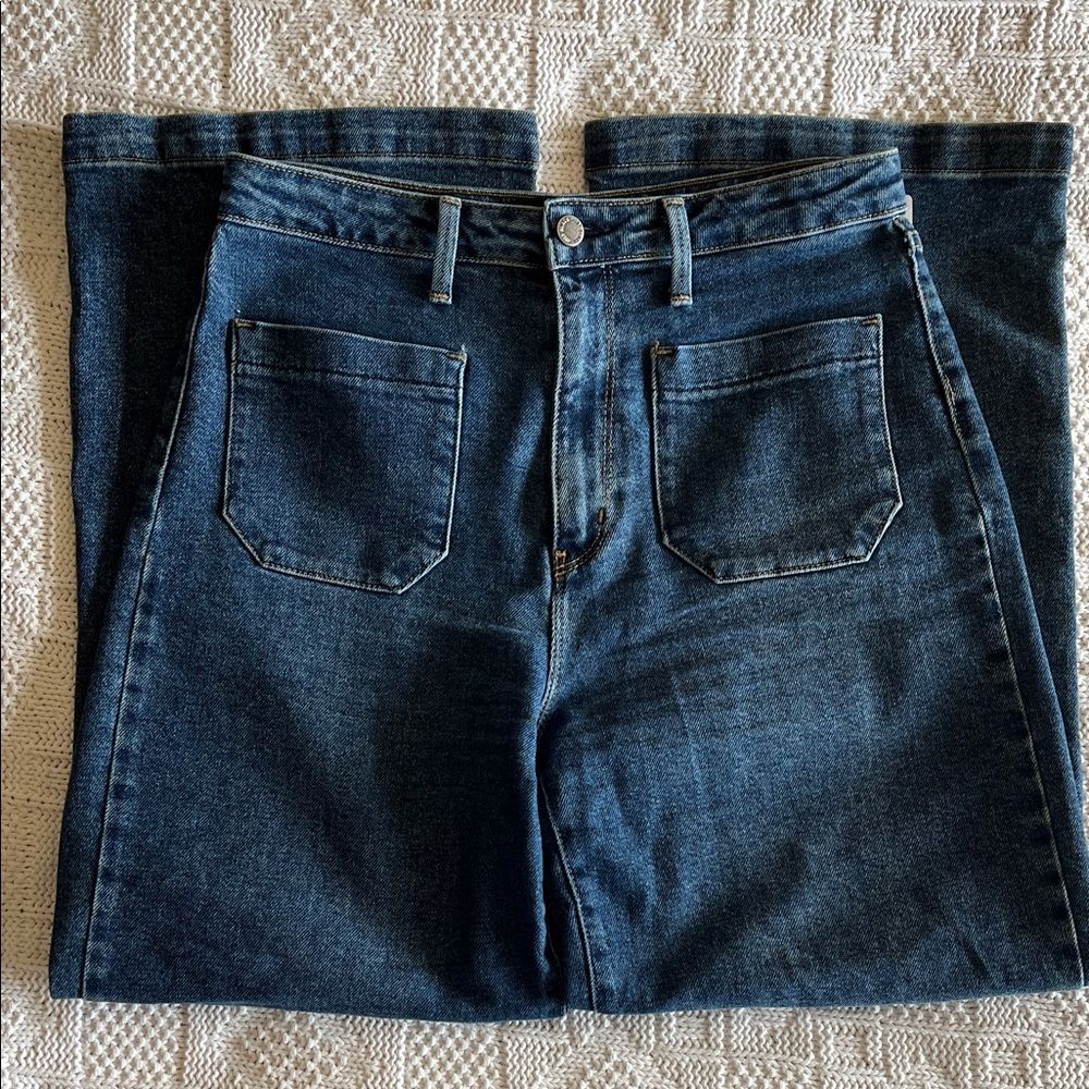 Just Black Denim The Sailor Pocket Wide Leg in Dark Denim Sz 29 USA - Picture 3 of 12